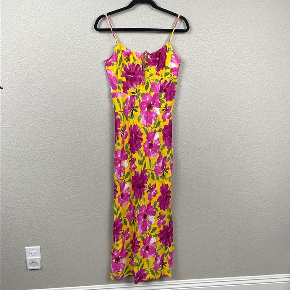 New Favorite Daughter The One That Got Away Floral Keyhole Maxi Dress Sz 10 - Picture 4 of 14